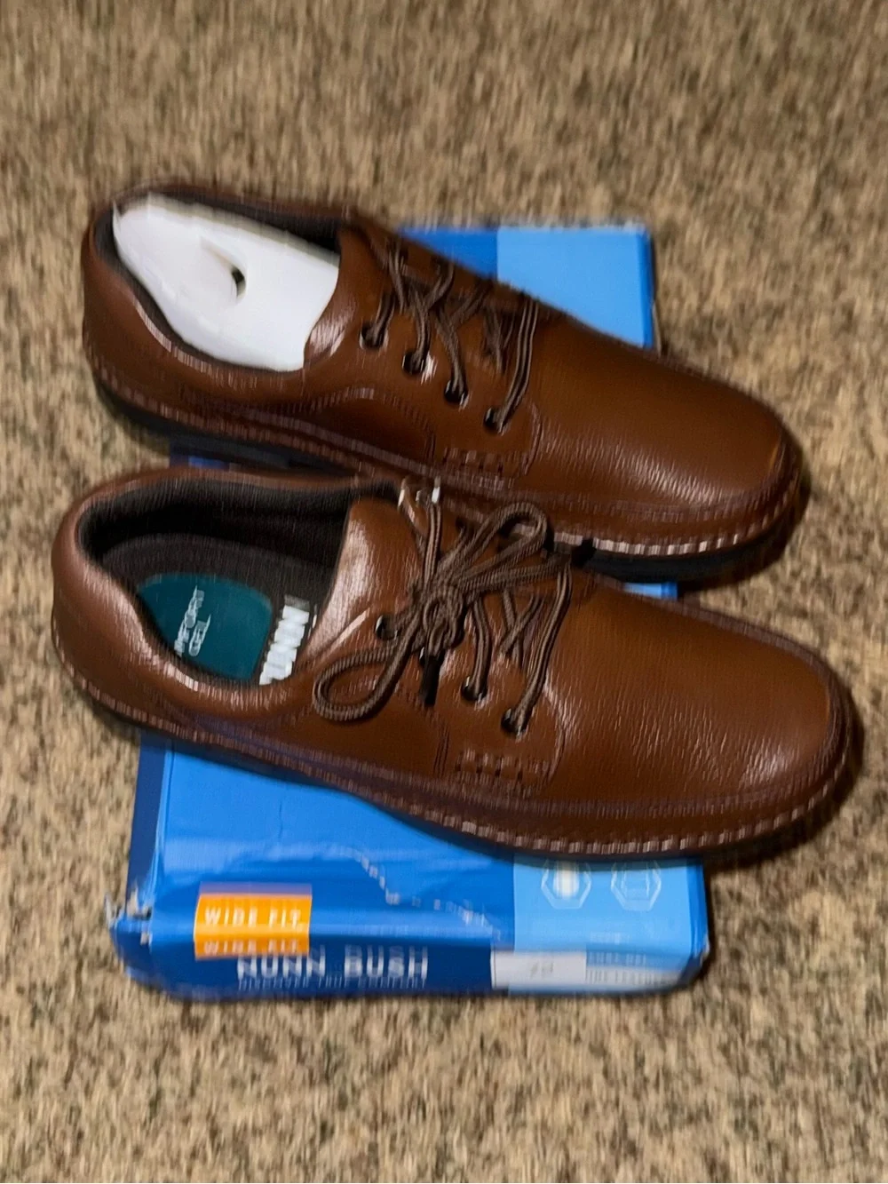 Nunn Bush Mens 12 W Cameron Genuine Leather Comfort Gel Brown  Lace Up Shoes NIB